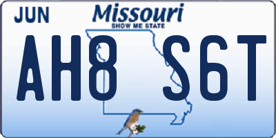 MO license plate AH8S6T
