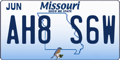 MO license plate AH8S6W