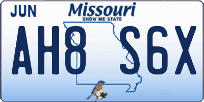 MO license plate AH8S6X