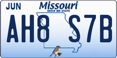 MO license plate AH8S7B