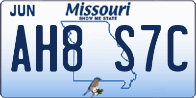 MO license plate AH8S7C