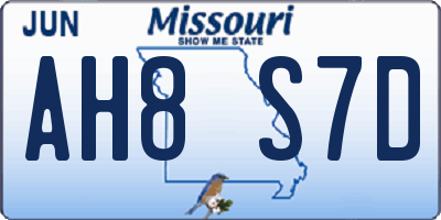 MO license plate AH8S7D