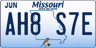 MO license plate AH8S7E