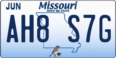MO license plate AH8S7G