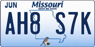 MO license plate AH8S7K