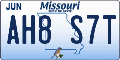 MO license plate AH8S7T