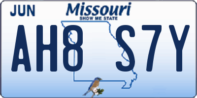 MO license plate AH8S7Y