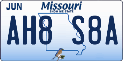 MO license plate AH8S8A