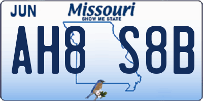 MO license plate AH8S8B