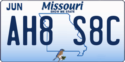 MO license plate AH8S8C