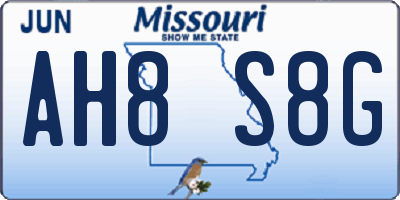 MO license plate AH8S8G