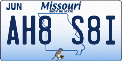 MO license plate AH8S8I