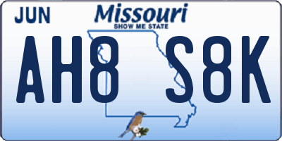 MO license plate AH8S8K