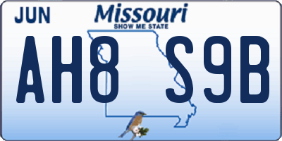 MO license plate AH8S9B