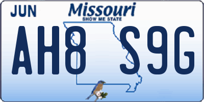 MO license plate AH8S9G