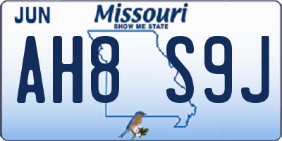 MO license plate AH8S9J