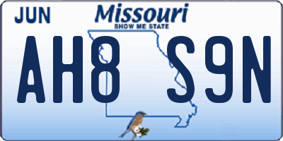 MO license plate AH8S9N