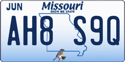 MO license plate AH8S9Q