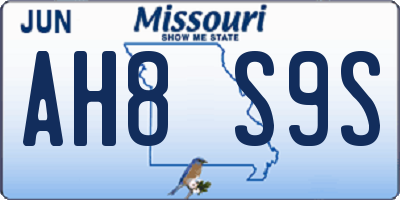 MO license plate AH8S9S