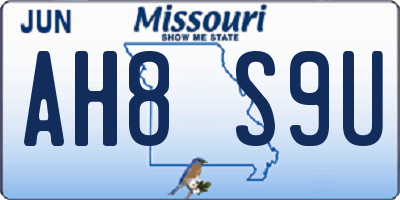 MO license plate AH8S9U