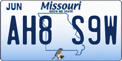 MO license plate AH8S9W
