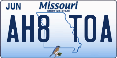 MO license plate AH8T0A