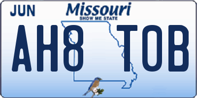 MO license plate AH8T0B