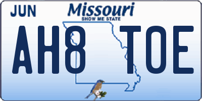 MO license plate AH8T0E