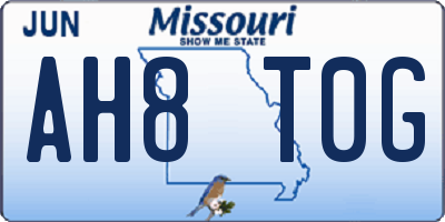 MO license plate AH8T0G