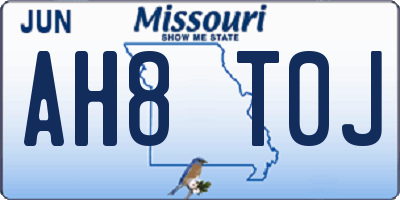 MO license plate AH8T0J