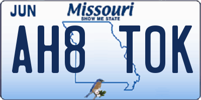 MO license plate AH8T0K