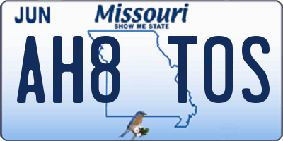 MO license plate AH8T0S