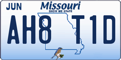 MO license plate AH8T1D