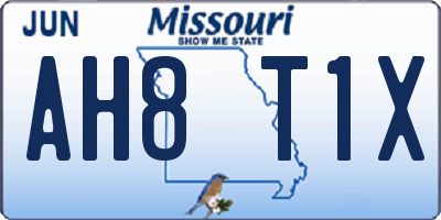 MO license plate AH8T1X