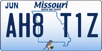 MO license plate AH8T1Z