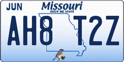 MO license plate AH8T2Z