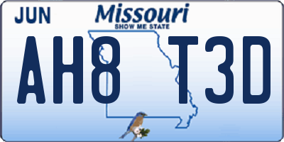 MO license plate AH8T3D