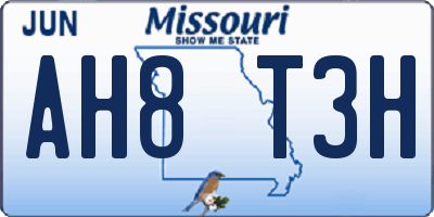 MO license plate AH8T3H