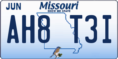 MO license plate AH8T3I