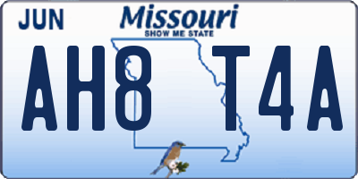 MO license plate AH8T4A