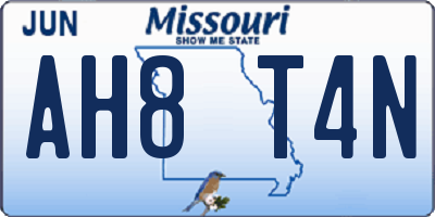 MO license plate AH8T4N