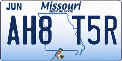 MO license plate AH8T5R