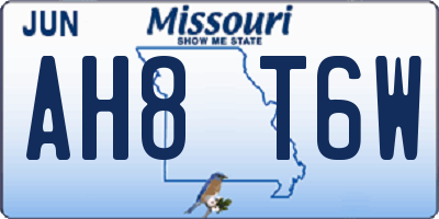 MO license plate AH8T6W