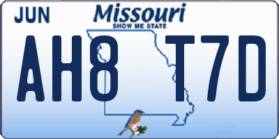 MO license plate AH8T7D