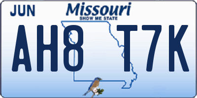 MO license plate AH8T7K
