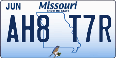 MO license plate AH8T7R