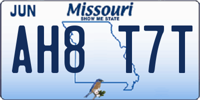 MO license plate AH8T7T