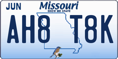 MO license plate AH8T8K
