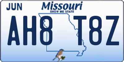 MO license plate AH8T8Z