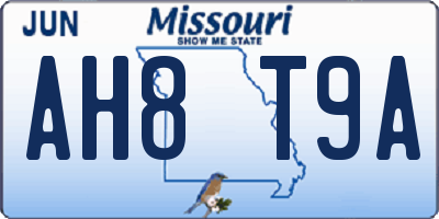 MO license plate AH8T9A